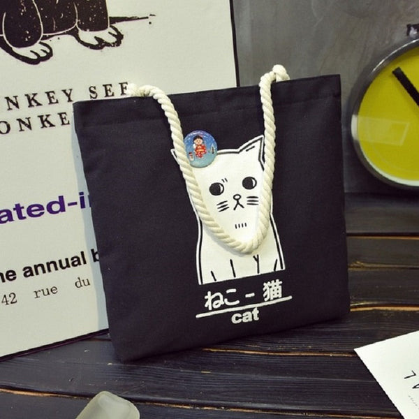 Cute Neko Fabric Tote Bag